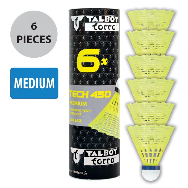 Badmintonball Tech 450 Premium Nylonfederball, 6er Dose