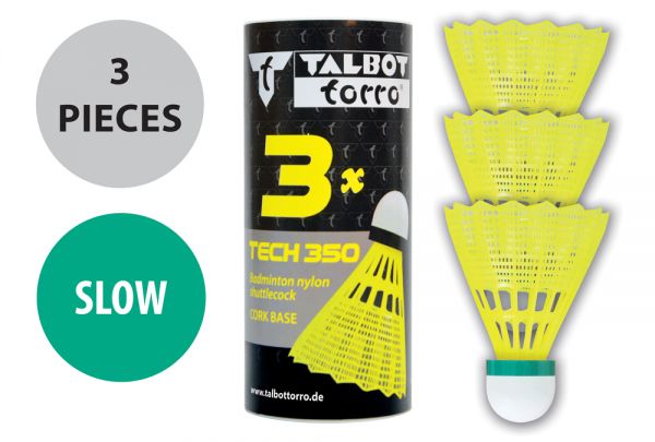 Badmintonball Tech 350 Nylonfederball, 3er Dose
