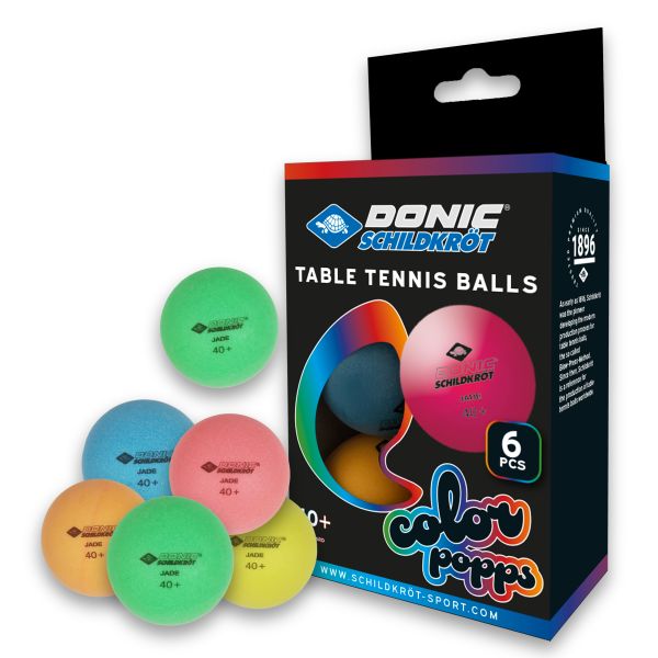 Tischtennisball Colour Popps, 6 farbige Bälle in Poly 40+ Qualität