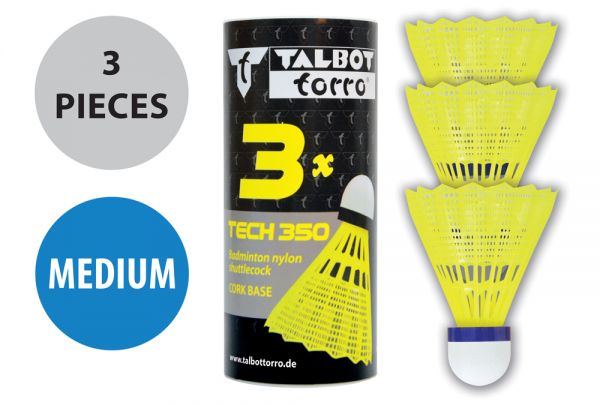 Badmintonball Tech 350 Nylonfederball, 3er Dose