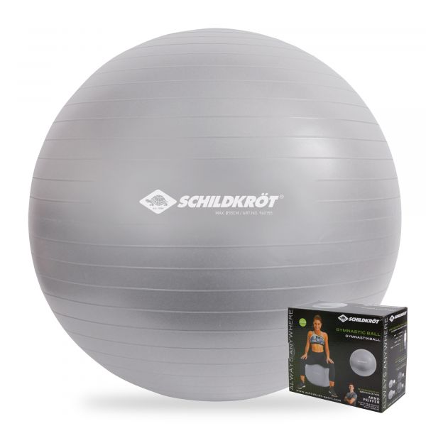 Gymnastikball 65 cm, phthalatfrei, mit Ballpumpe, silber