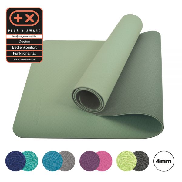 Bicolor Yogamatte, Grün-Moosgrün, 4mm, PVC-frei, im Carrybag