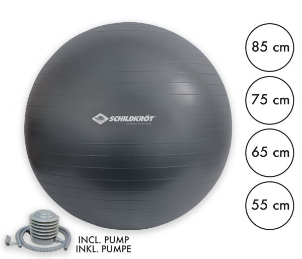 Gymnastikball 85 cm, phthalatfrei, mit Ballpumpe, anthrazit