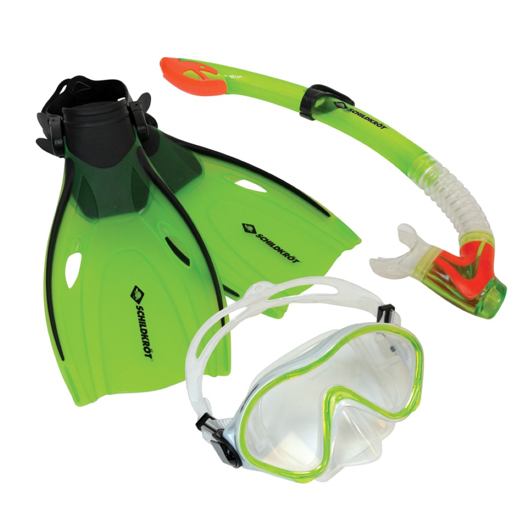 SALVAS Cancun Schnorchel Set mit Taucherbrille Schnorchel Flossen Profi Set blau 