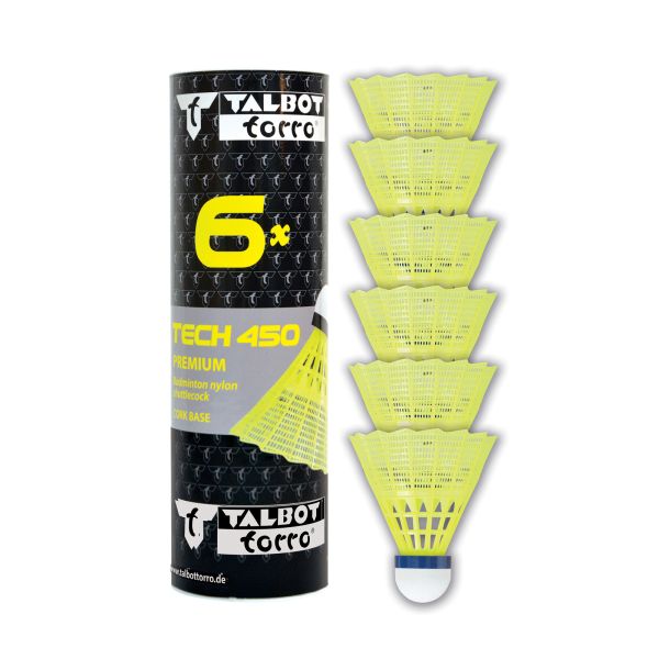 Badmintonball Tech 450 Premium Nylonfederball, 6er Dose