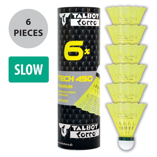 Badmintonball Tech 450 Premium Nylonfederball, 6er Dose