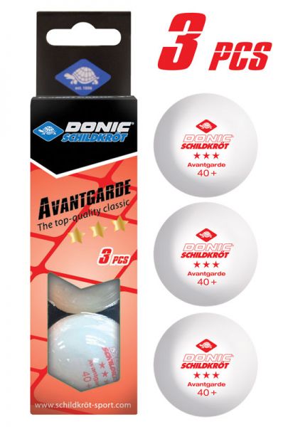 Tischtennisball 3-Stern Avantgarde, Poly 40+ Qualität, 3 Stk. im Karton, Weiß