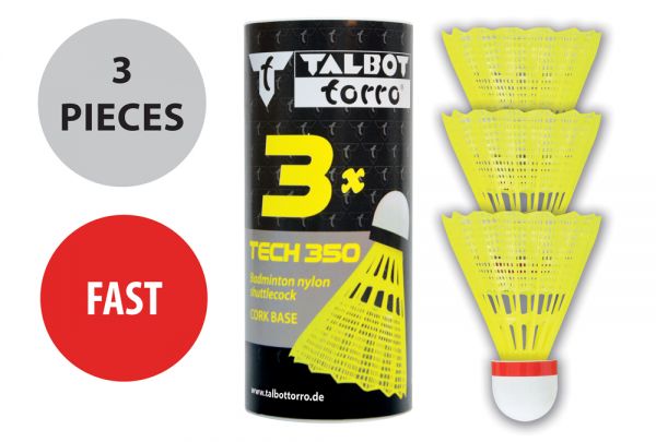 Badmintonball Tech 350 Nylonfederball, 3er Dose