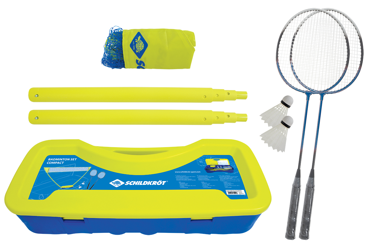 4 Spieler Badminton Set mit Netzgarnitur Komplett-Set  Federball Set 