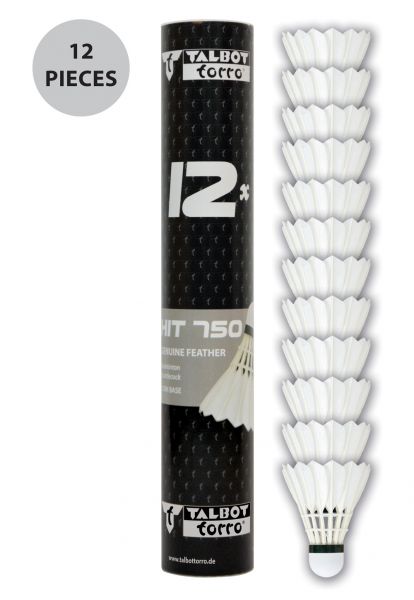 Badmintonball Hit 750 Naturfederball, langsam, 12er Dose