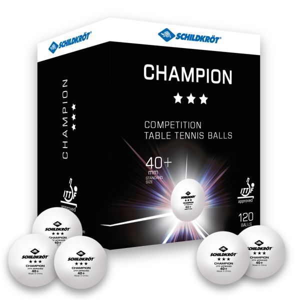 Tischtennisball 3-Stern Champion ITTF, Poly 40+ Qualität, 120 Stk., Weiß
