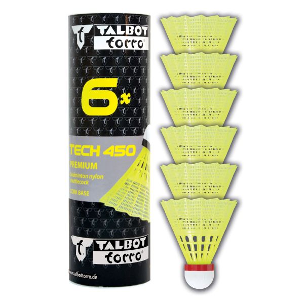 Badmintonball Tech 450, Premium Nylonfederball, 6er Dose