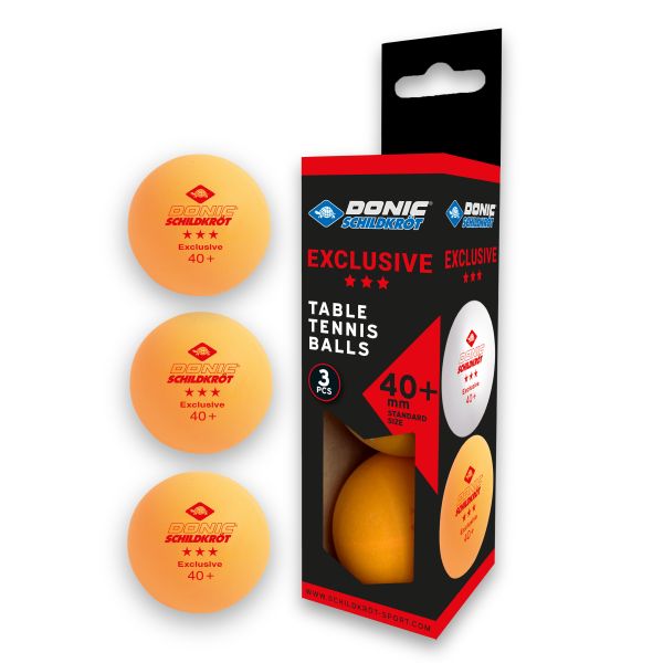 Tischtennisball 3-Stern Exclusive, Poly 40+ Qualität, 3 Stk. im Karton, Orange