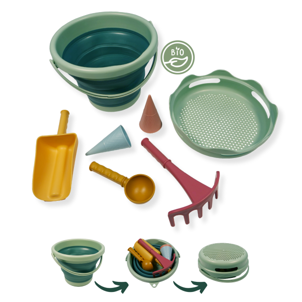 7in1 Sand Toys Falteimer Set, Farbe: Green