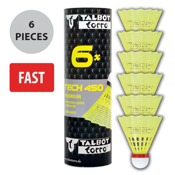 Badmintonball Tech 450, Premium Nylonfederball, 6er Dose