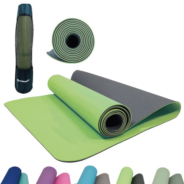 Bicolor Yogamatte, Lime-Anthrazit, 4mm, PVC-frei, im Carrybag