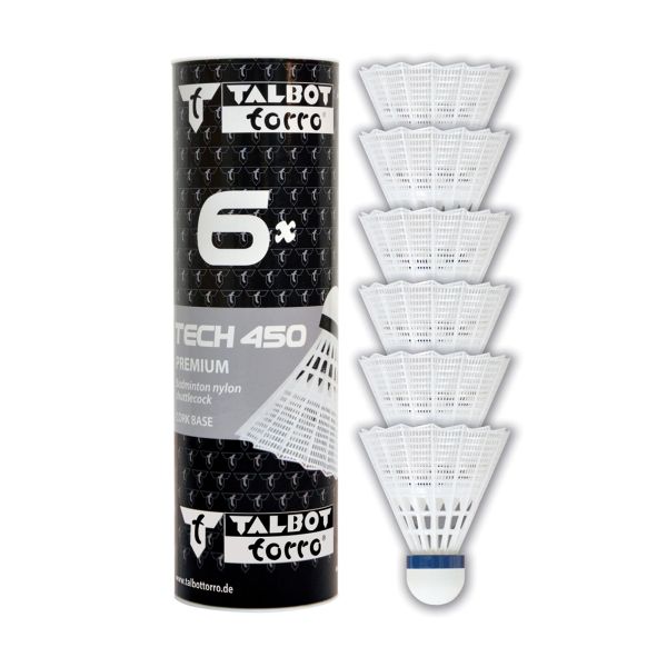 Badmintonball Tech 450, Premium Nylonfederball, 6er Dose