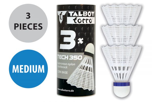 Badmintonball Tech 350 Nylonfederball, 3er Dose