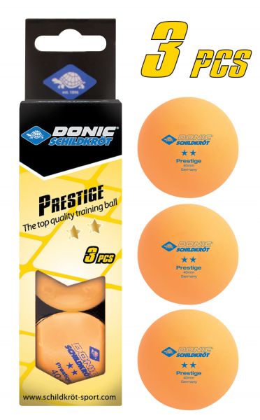 Tischtennisball 2-Stern Prestige, Poly 40+ Qualität, 3 Stk. im Karton, Orange
