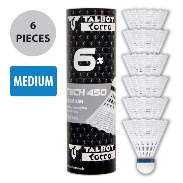 Badmintonball Tech 450, Premium Nylonfederball, 6er Dose